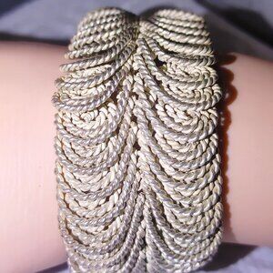 Artisan Articulated Wire Bracelet Woven Snake Wide Silver Tone Coiled Rope MCM